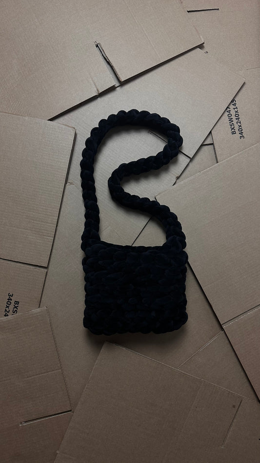 Black Velvet Crossbody Bag