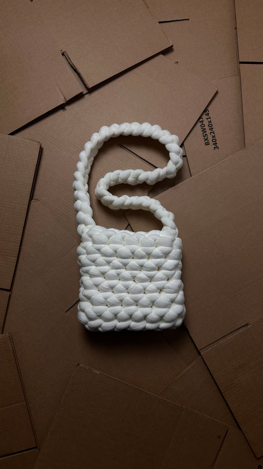 Cream Velvet Crossbody Bag